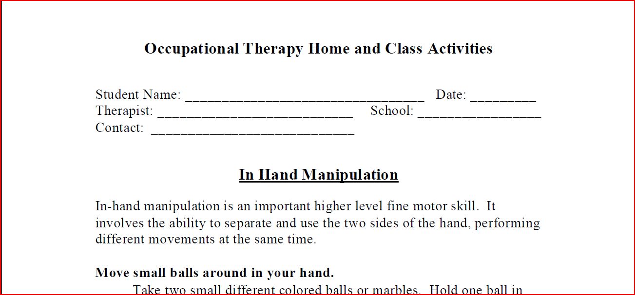 Home Program Forms - Therapy Fun Zone