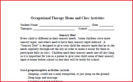 Home Program Forms - Therapy Fun Zone