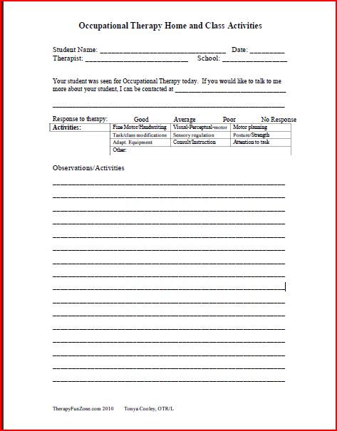 Documentation Forms - Therapy Fun Zone