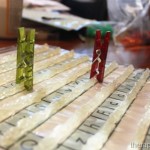 Easy Clothespin Board made with Hot glue and sheet protector
