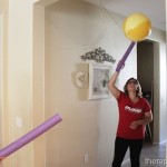 Pool Noodle Batting and Hitting Suspended Balls