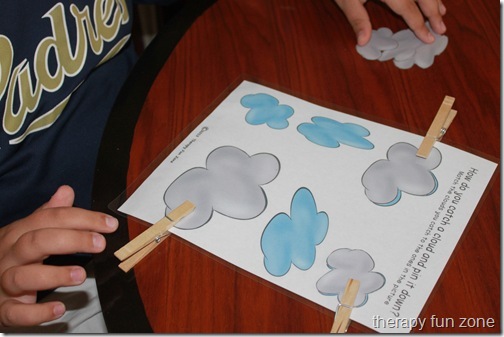 cloud clothespin match: cloud games including a book, clothespin game, writing, and craft.