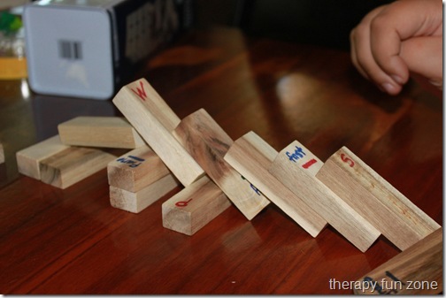 jenga writing: practice fine motor and handwriting