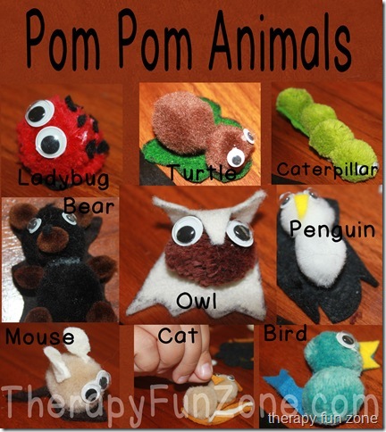 Therapy fun zone: Making pom pom animals
