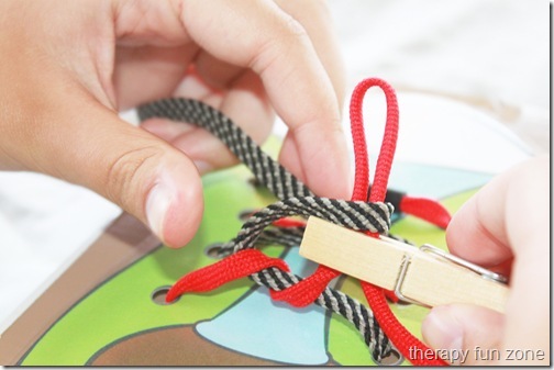 shoe lace with clothespin