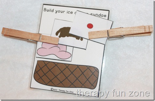build an ice cream sundae clothespin game