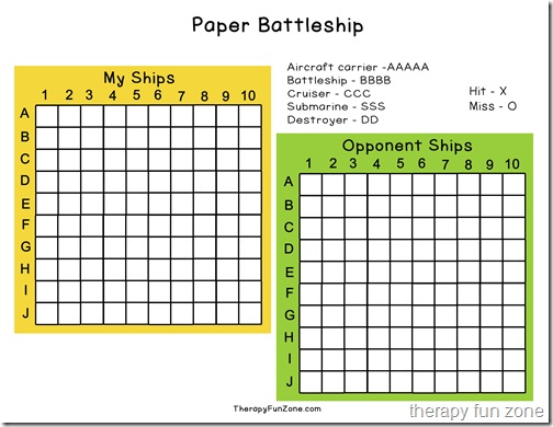 Using Paper Battleship to Work on Pencil Control