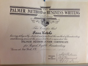 Palmer Writing Certificate