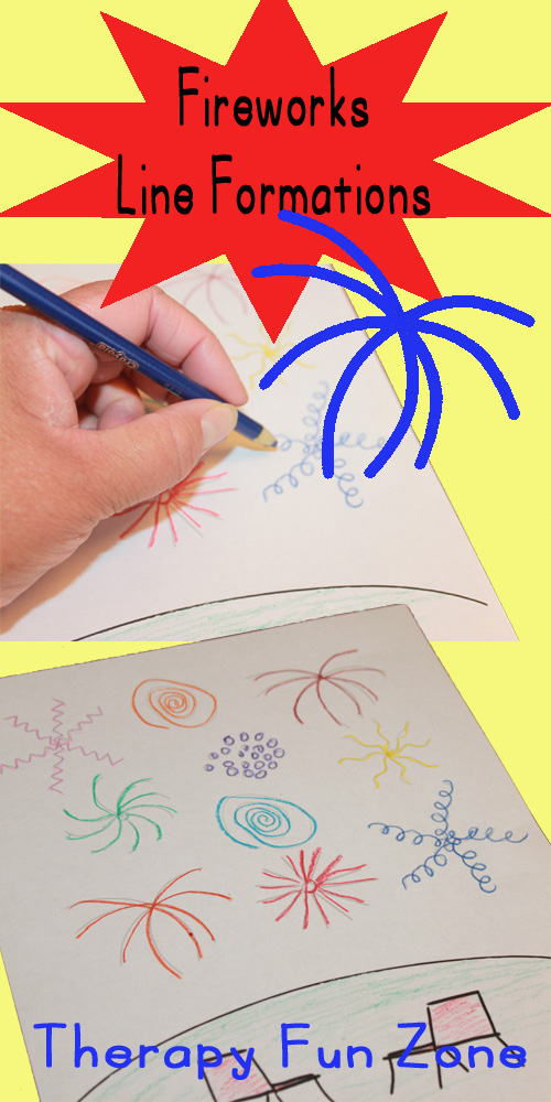 Fireworks Coloring to Practice Writing Lines