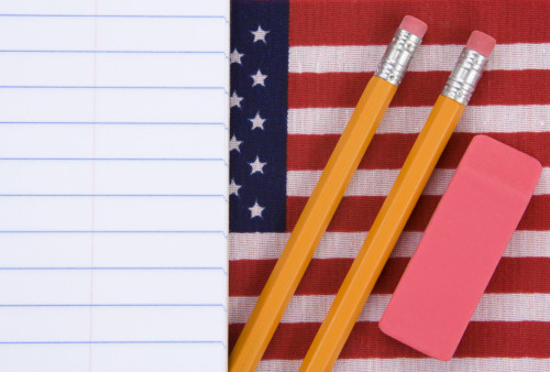 erasers and flag
