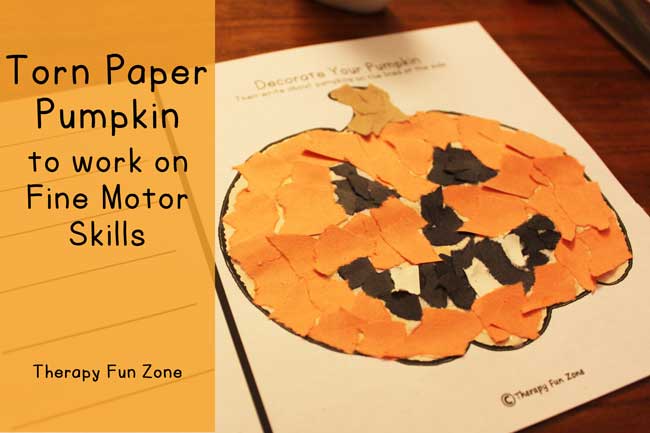 Halloween fine motor mosaic! Students tear orange construction paper and  glue to a paper plate. To m…