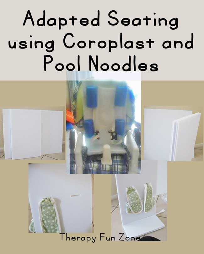 Coroplast is a great material to use when making adapted seating.  Therapy Fun Zone