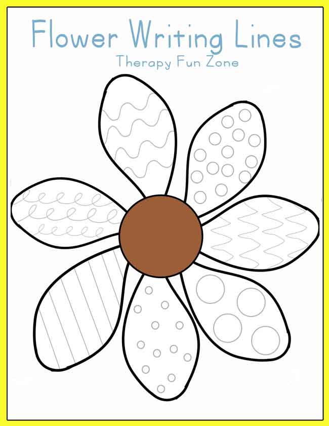 therapy fun zone - practice writing and cutting with flower petals