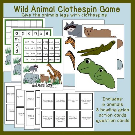 Wild Animal Clothespin Game - Therapy Fun Zone