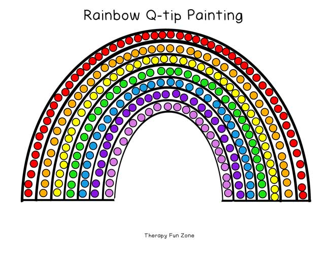 rainbow q-tip painting templates