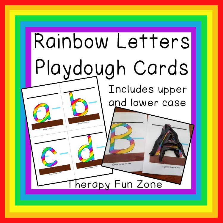 Rainbow Letters Playdough Cards